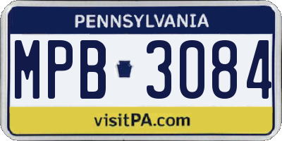 PA license plate MPB3084