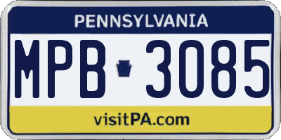 PA license plate MPB3085