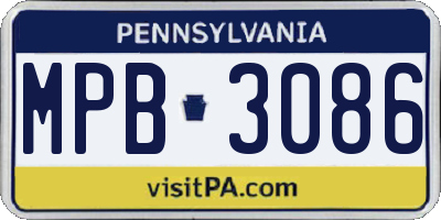 PA license plate MPB3086