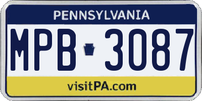 PA license plate MPB3087