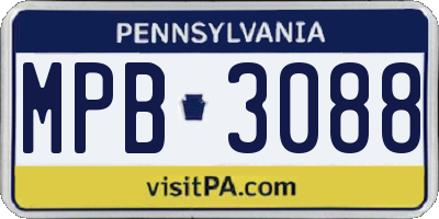 PA license plate MPB3088