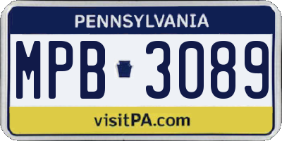 PA license plate MPB3089