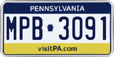 PA license plate MPB3091