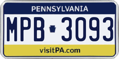PA license plate MPB3093