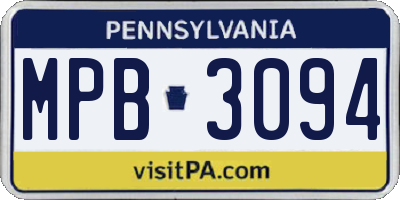 PA license plate MPB3094