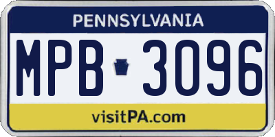 PA license plate MPB3096