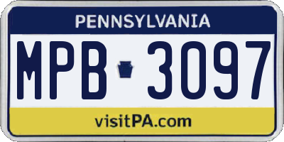 PA license plate MPB3097