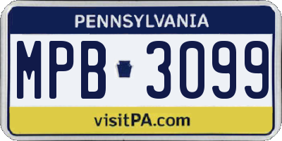 PA license plate MPB3099