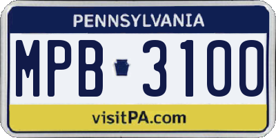 PA license plate MPB3100