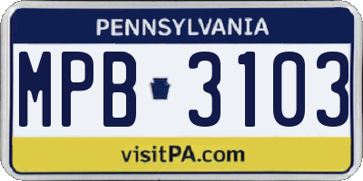 PA license plate MPB3103