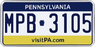 PA license plate MPB3105