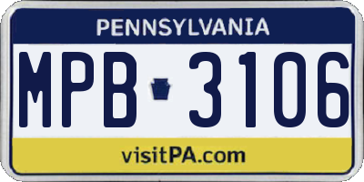 PA license plate MPB3106