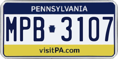 PA license plate MPB3107