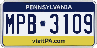PA license plate MPB3109