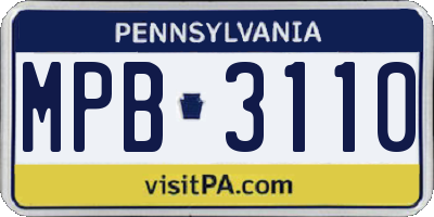 PA license plate MPB3110