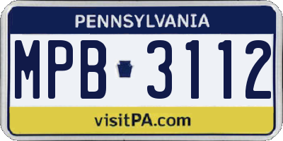 PA license plate MPB3112