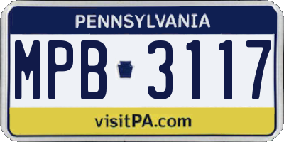 PA license plate MPB3117