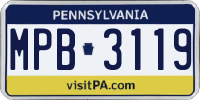 PA license plate MPB3119