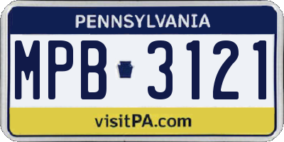 PA license plate MPB3121