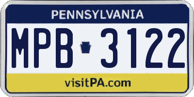 PA license plate MPB3122
