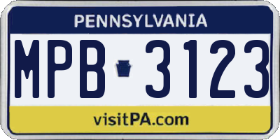 PA license plate MPB3123