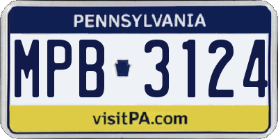 PA license plate MPB3124