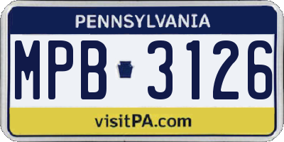 PA license plate MPB3126