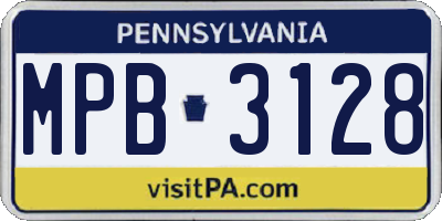 PA license plate MPB3128