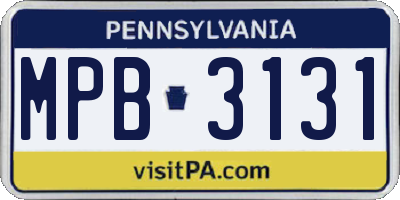 PA license plate MPB3131