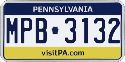 PA license plate MPB3132