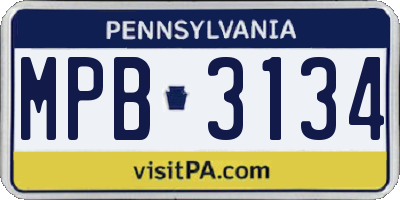 PA license plate MPB3134