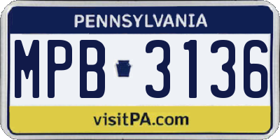 PA license plate MPB3136