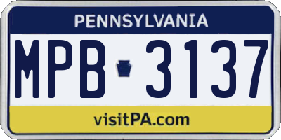 PA license plate MPB3137