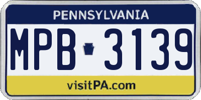 PA license plate MPB3139