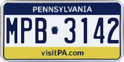 PA license plate MPB3142