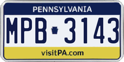PA license plate MPB3143