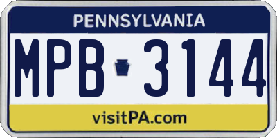 PA license plate MPB3144