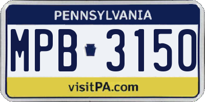 PA license plate MPB3150
