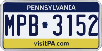 PA license plate MPB3152
