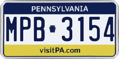PA license plate MPB3154