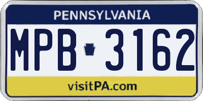 PA license plate MPB3162