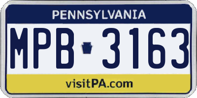 PA license plate MPB3163