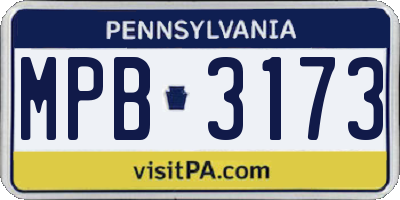 PA license plate MPB3173