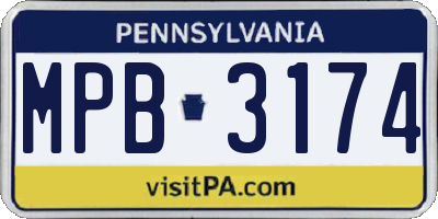 PA license plate MPB3174