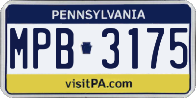 PA license plate MPB3175