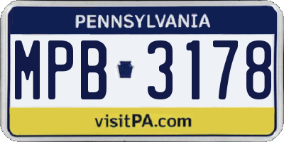 PA license plate MPB3178