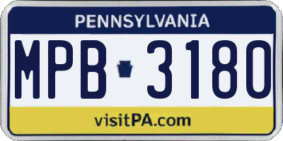 PA license plate MPB3180