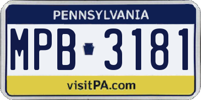 PA license plate MPB3181