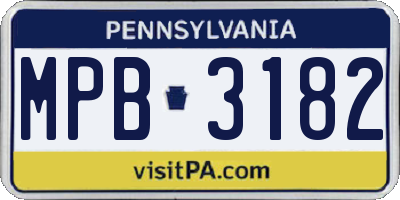 PA license plate MPB3182