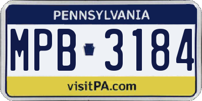 PA license plate MPB3184